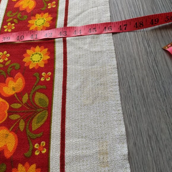 Vintage Scandinavian Tablecloth Tulip Flowers Sunflowers Burgundy Orange Rayon - Picture 9 of 12